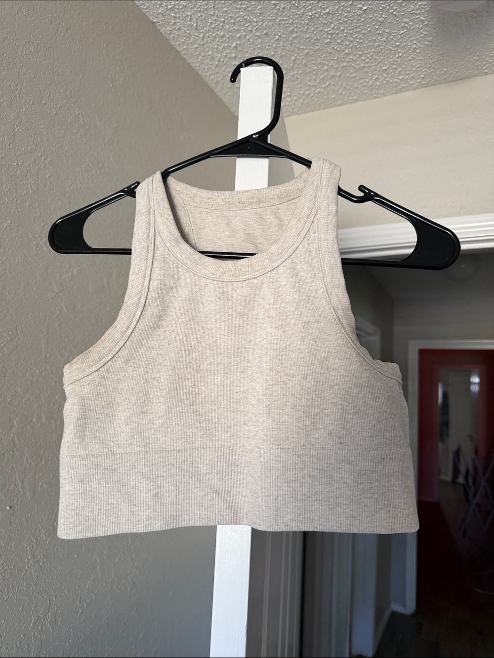 ALO Yoga Seamless Delight High Neck Bra in Oatmeal Heather